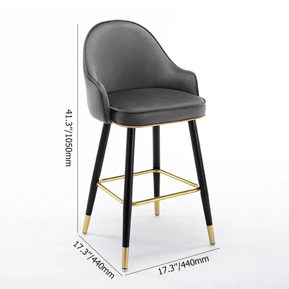 Deep Gray Velvet Counter Height Bar Stool with Footrest (Set of 2) window image