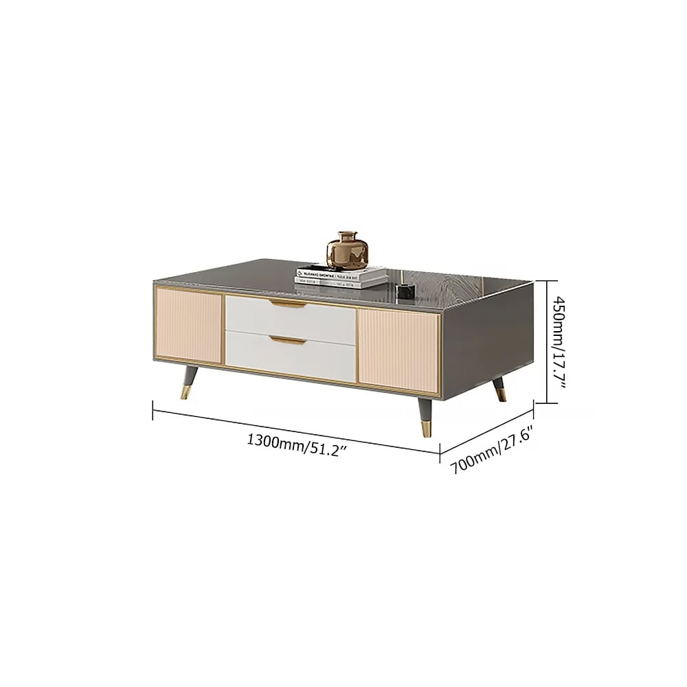 1300mm Rectangular Coffee Table with Storage with 2 Drawers & 2 Doors White and Grey window image