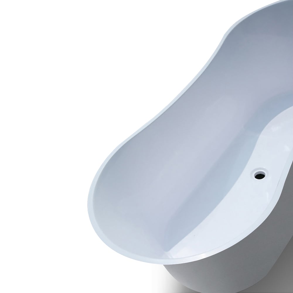 1610mm H-Shape Freestanding Bath Stone Resin Centre Waste in Matte White window image