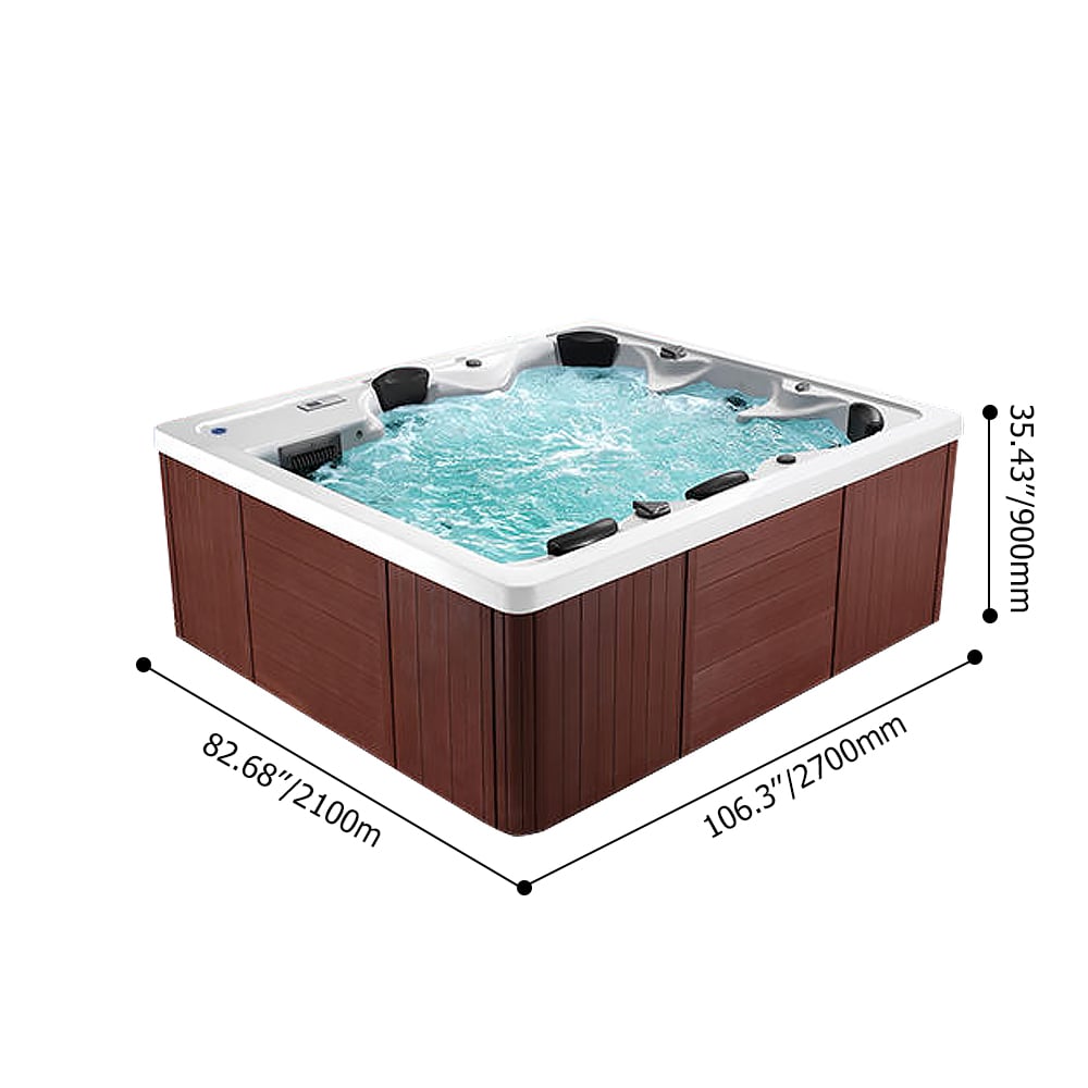 106.3" Acrylic Outdoor Spa Massage Tub 6-Person 34-Jet with Sitting & Lying Seats