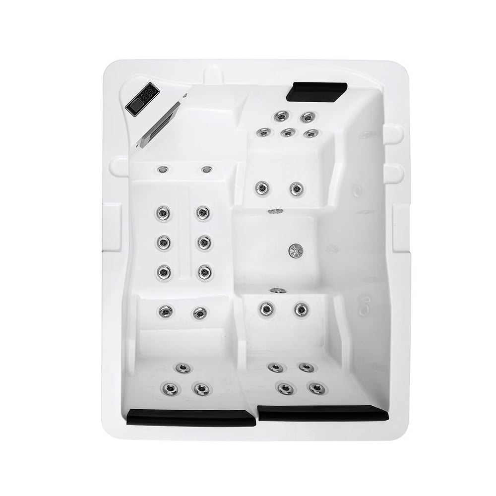 Baignoire de massage spa extérieure rectangulaire en acrylique à 30 jets pour 3 personnes, 2000 mm image de fenêtre