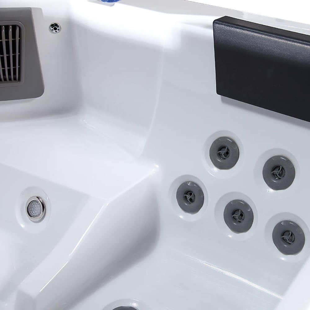 Baignoire de massage spa extérieure rectangulaire en acrylique à 30 jets pour 3 personnes, 2000 mm image de fenêtre