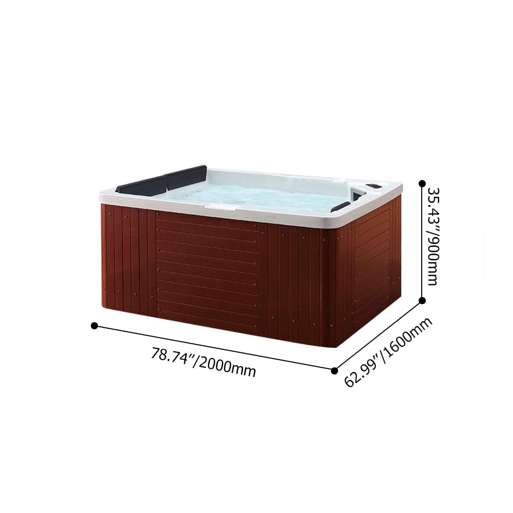 Baignoire de massage spa extérieure rectangulaire en acrylique à 30 jets pour 3 personnes, 2000 mm image de fenêtre