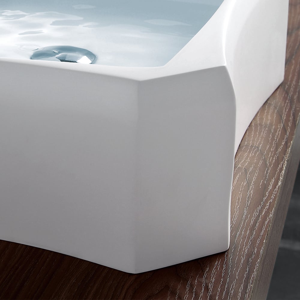 Rectangle Vessel Bathroom Wash Sink Stone Resin in Matte White window image