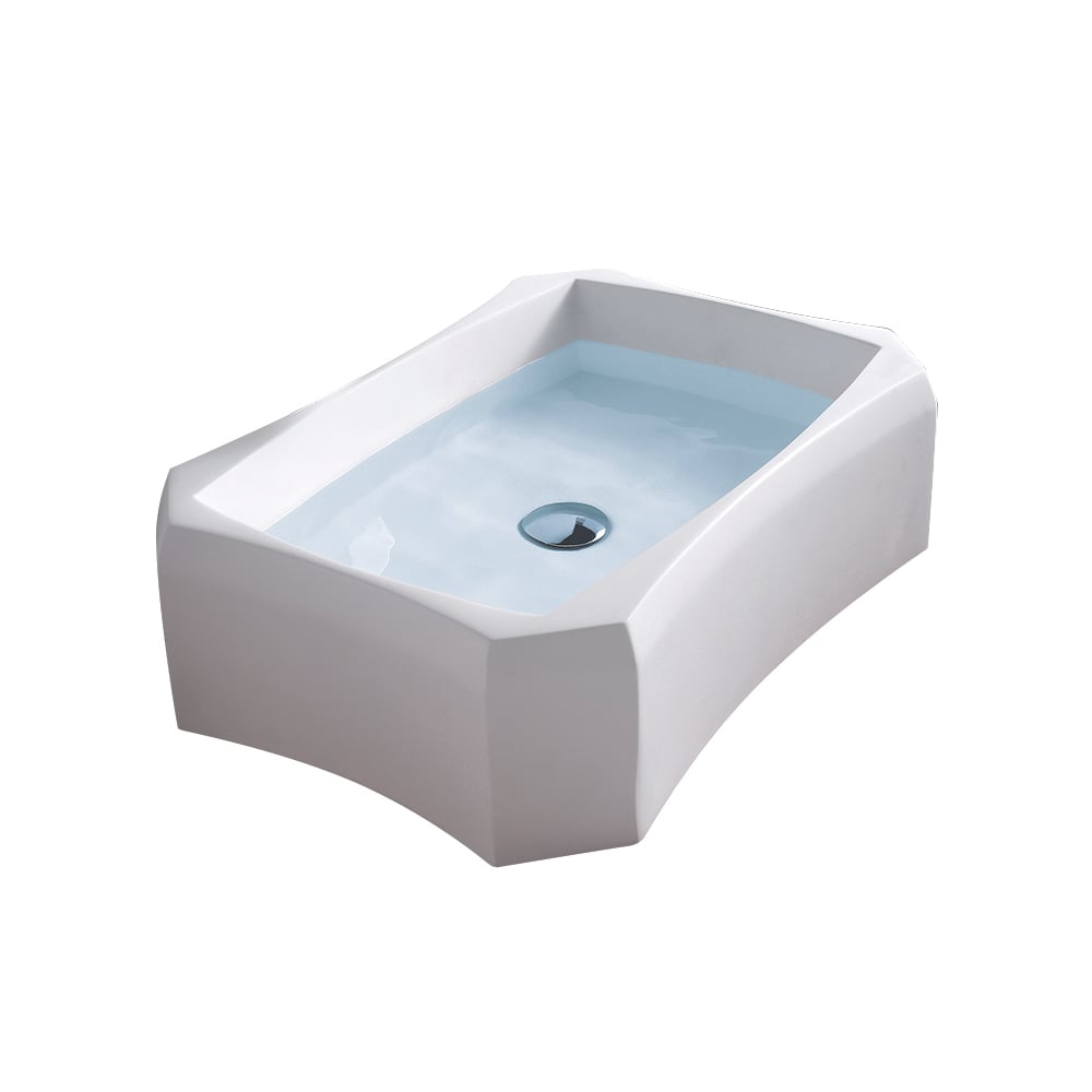 Rectangle Vessel Bathroom Wash Sink Stone Resin in Matte White window image