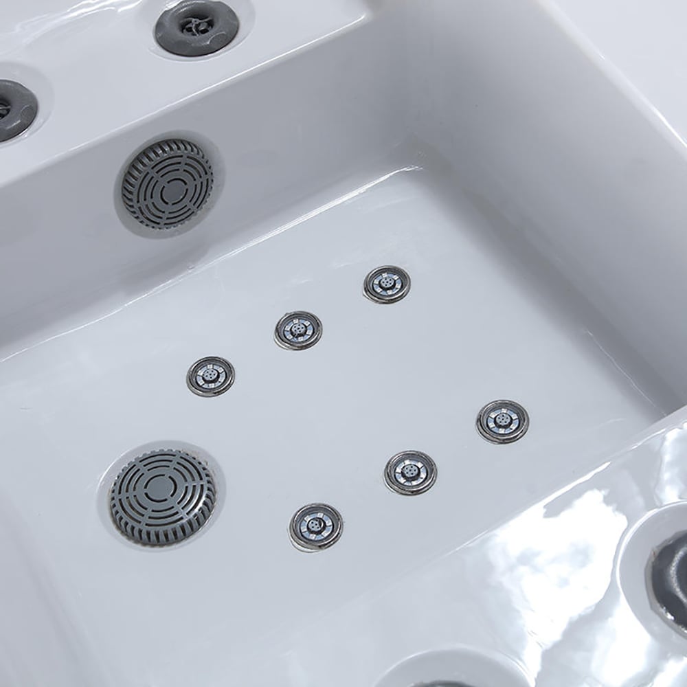 Baignoire de massage spa extérieure rectangulaire en acrylique à 30 jets pour 3 personnes, 2000 mm image de fenêtre