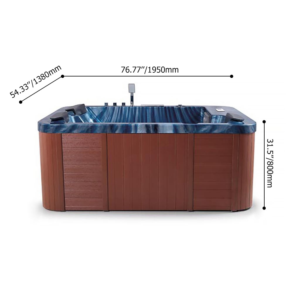 Bain de massage extérieur en acrylique 24 jets, 1950 mm, jusqu'à 3 personnes image de fenêtre