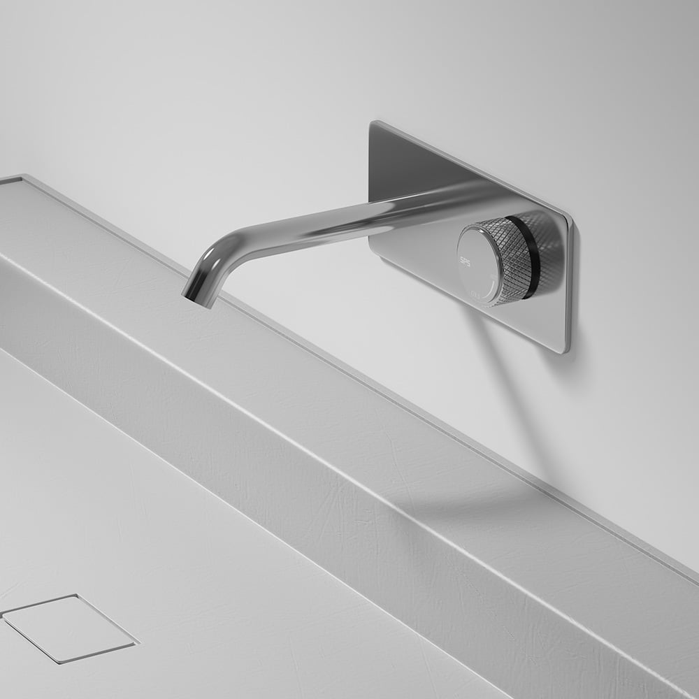 Modern Wall-Mount Bathroom Mixer Tap with One Knob in Chrome window image