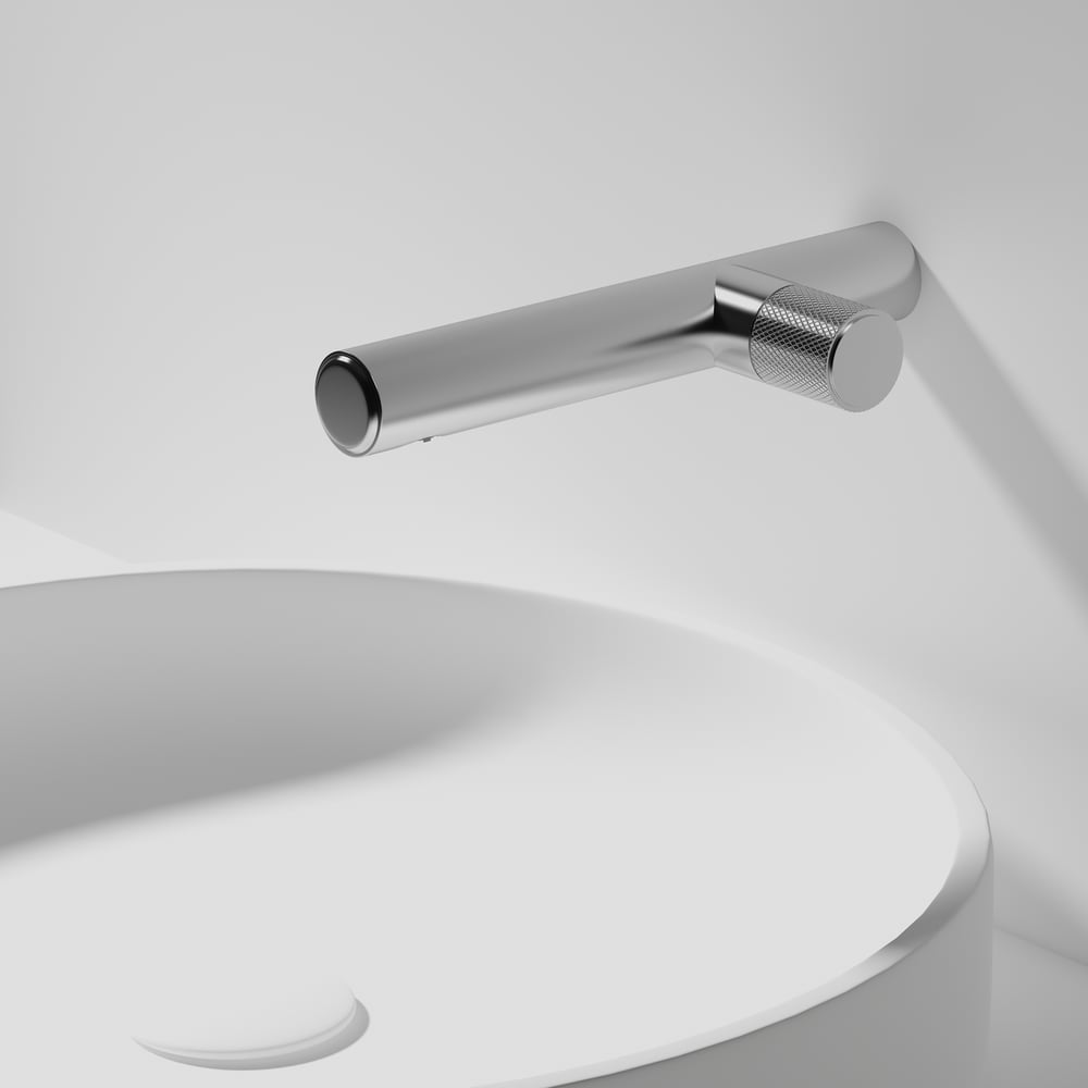 Modern Wall-Mount Monobloc Bathroom Mixer Tap in Chrome window image