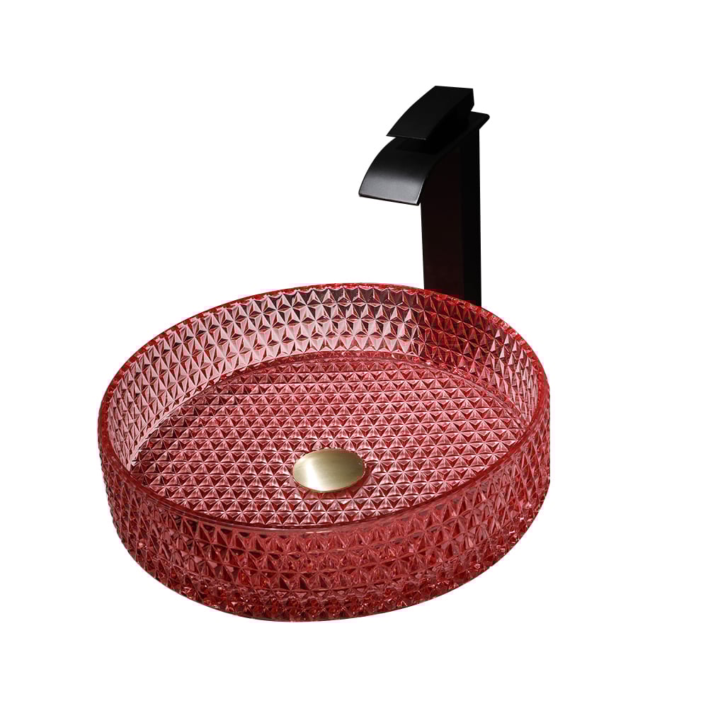 Vessel Transparent Diamond Shaped Crystal Glass Bathroom Wash Sink window image