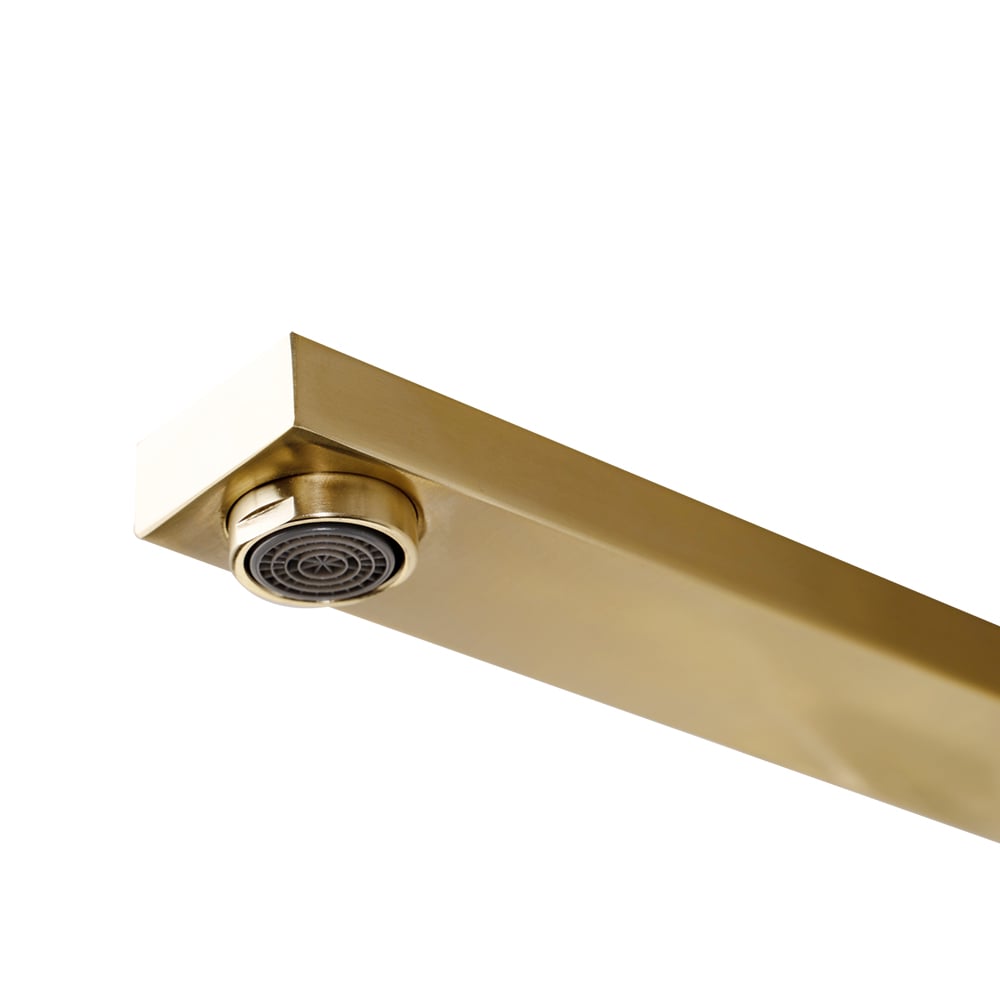 Widespread Bathroom Sink Faucet with Double Crystal Knobs in Brushed Gold window image