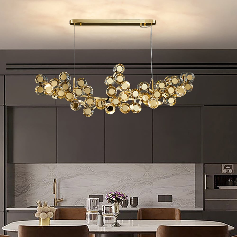 Postmodern 7-Light Crystal Kitchen Island Light with Mirror Glass Decor window image