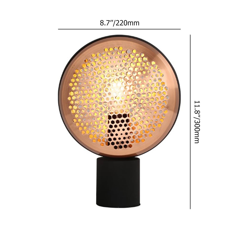 Modern 1-Light Honeycomb Shade Table Lamp in Black & Gold Bronze window image