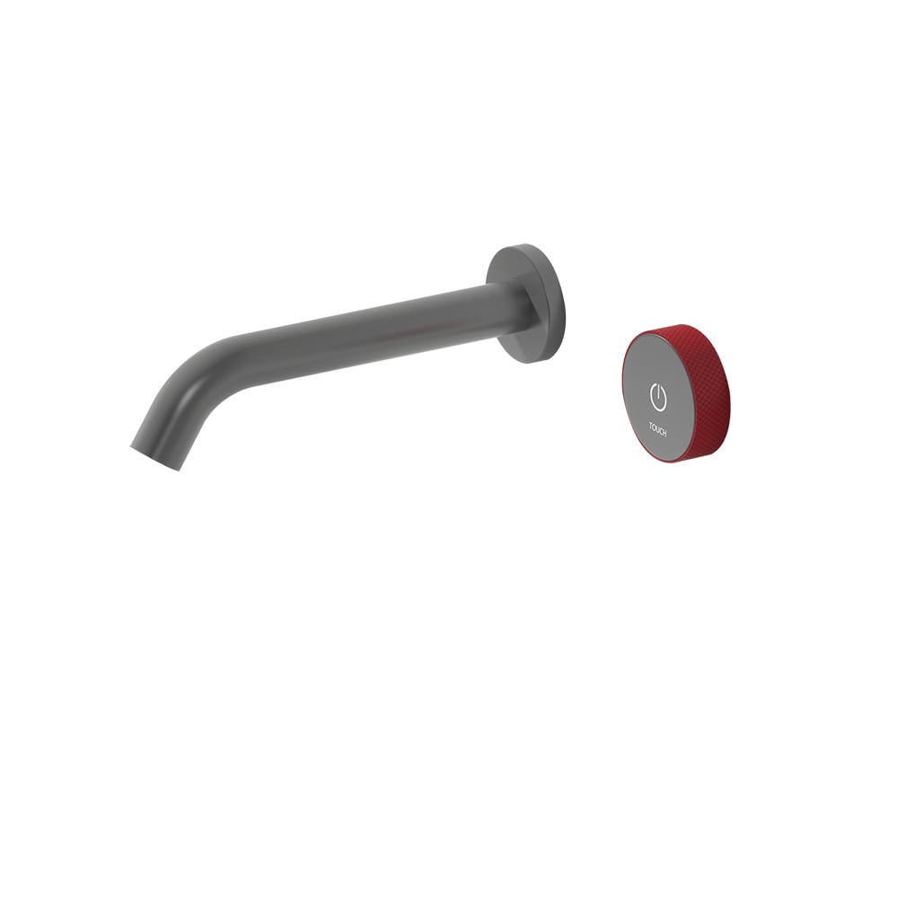 Badarmatur für Wandmontage, 2 Löcher, Grau & Rot Schaufensterbilder