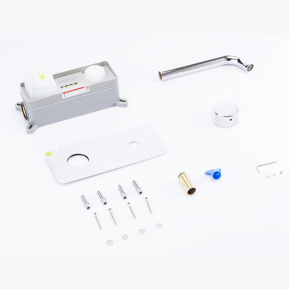 Modern Wall-Mount Bathroom Mixer Tap with One Knob in Chrome window image