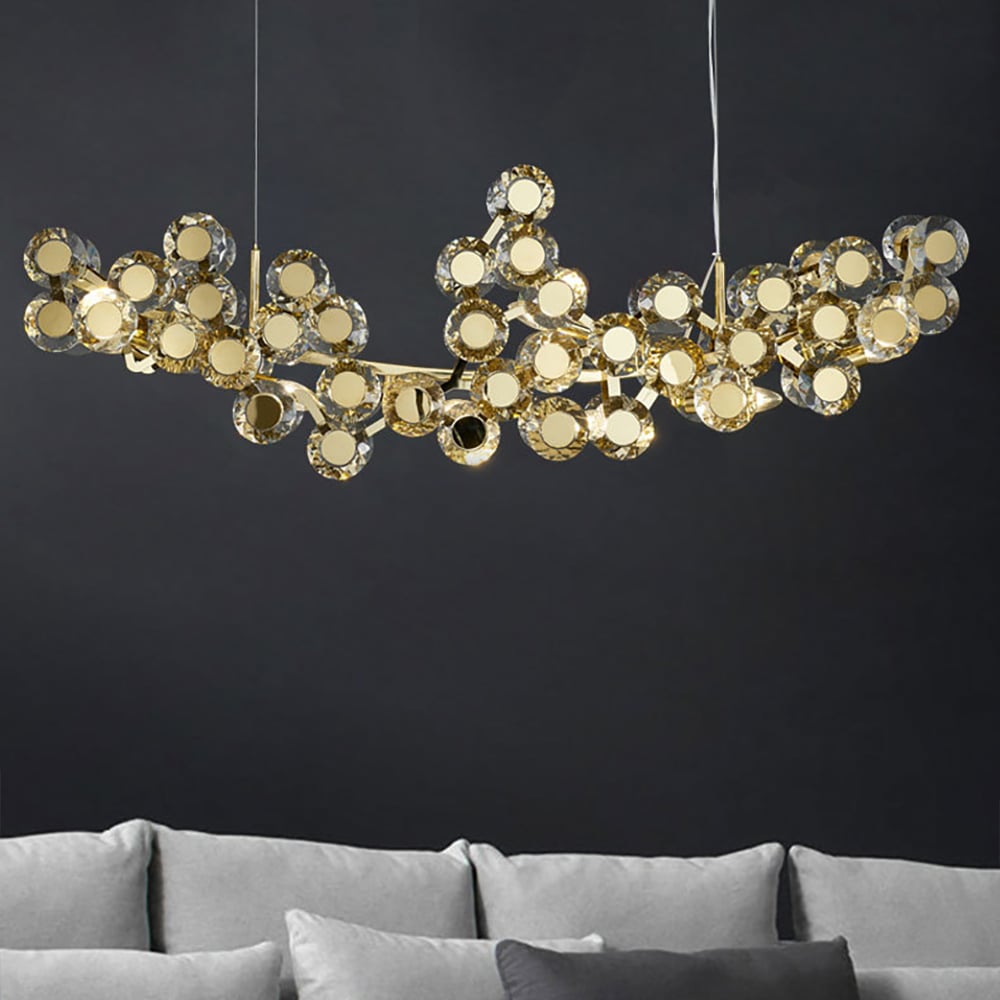 Postmodern 7-Light Crystal Kitchen Island Light with Mirror Glass Decor window image