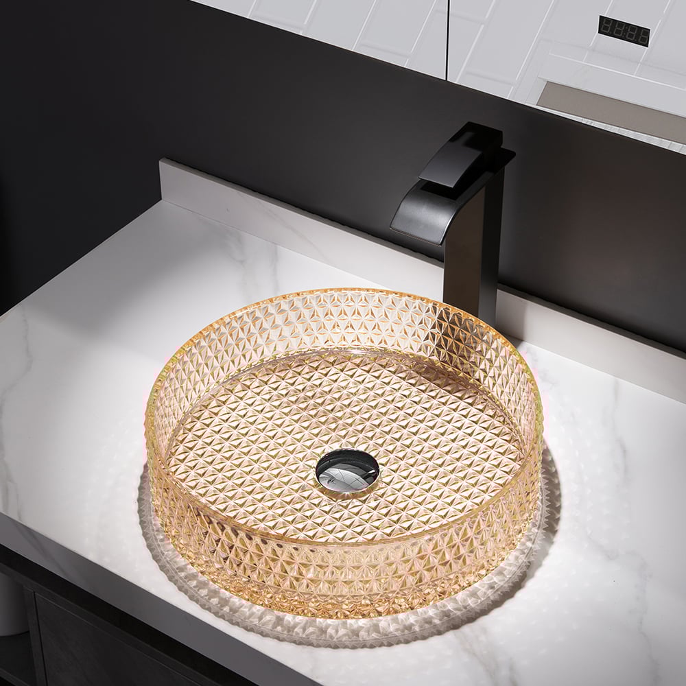 Countertop Transparent Diamond Shaped Crystal Glass Bathroom Wash Basin window image