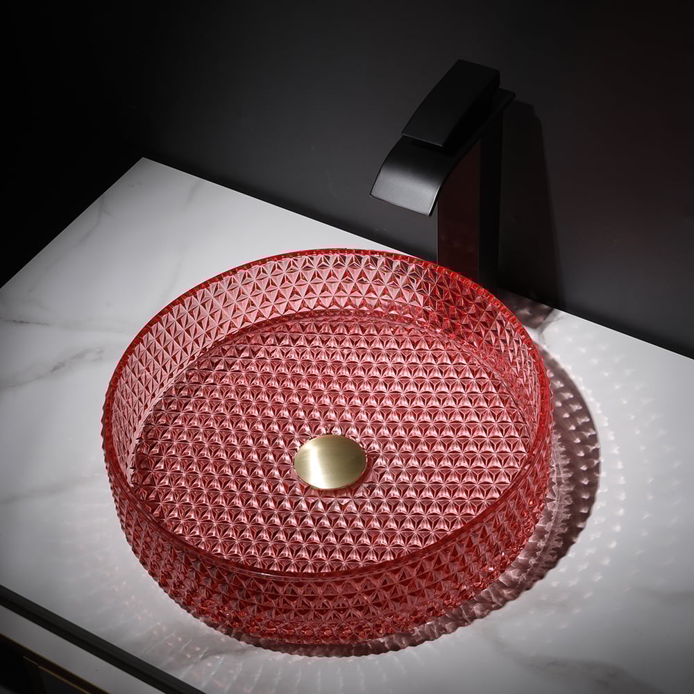 Vessel Transparent Diamond Shaped Crystal Glass Bathroom Wash Sink window image