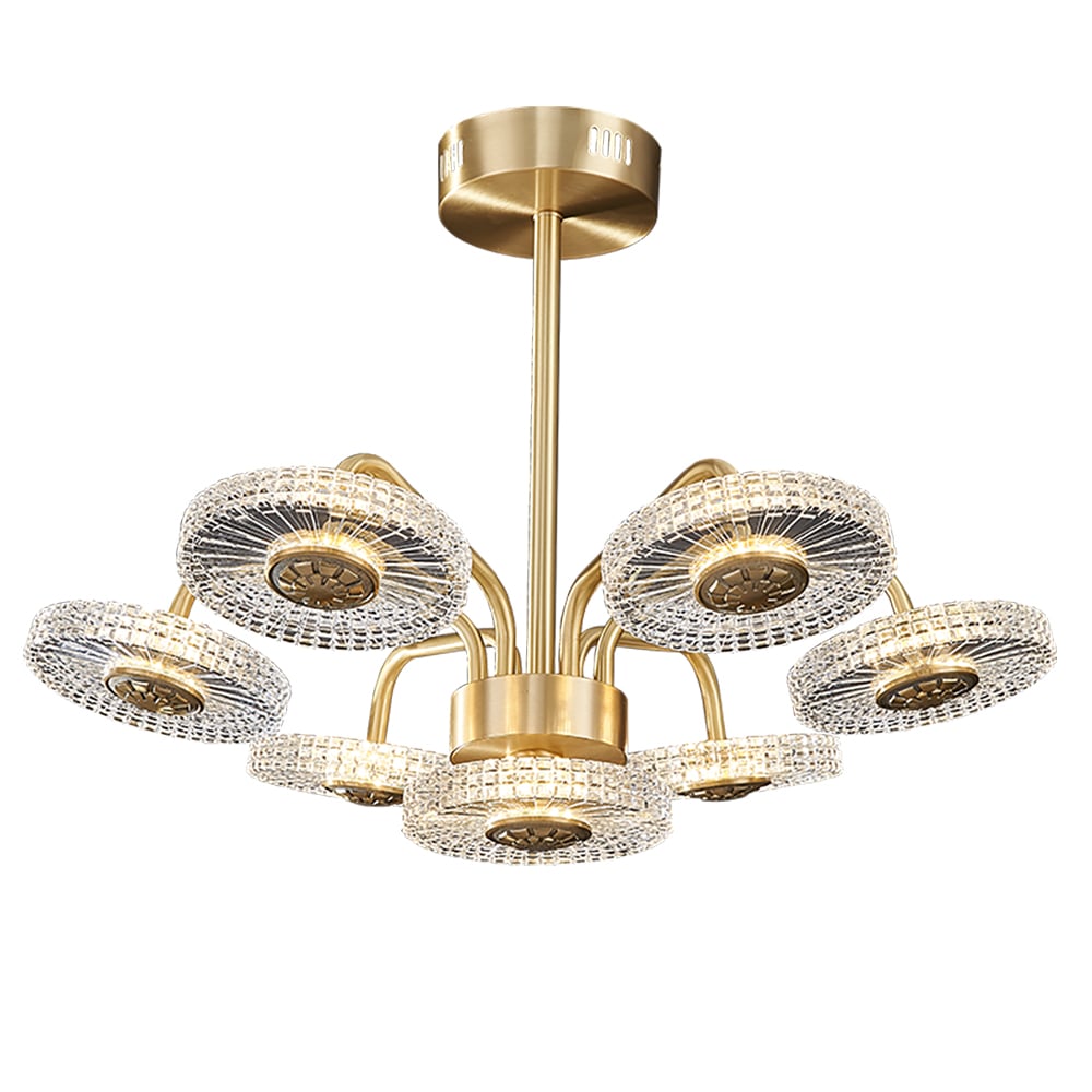 Modern Acrylic 7-Light LED Semi-Flush Mount Light in Gold & Clear window image