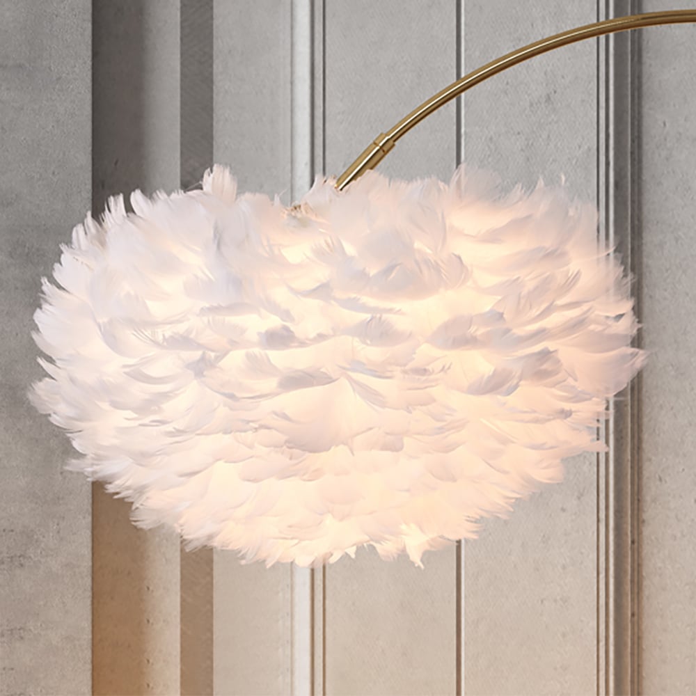 Black End Table Overarching Feather Floor Lamp with Wireless Charging & USB Port window image