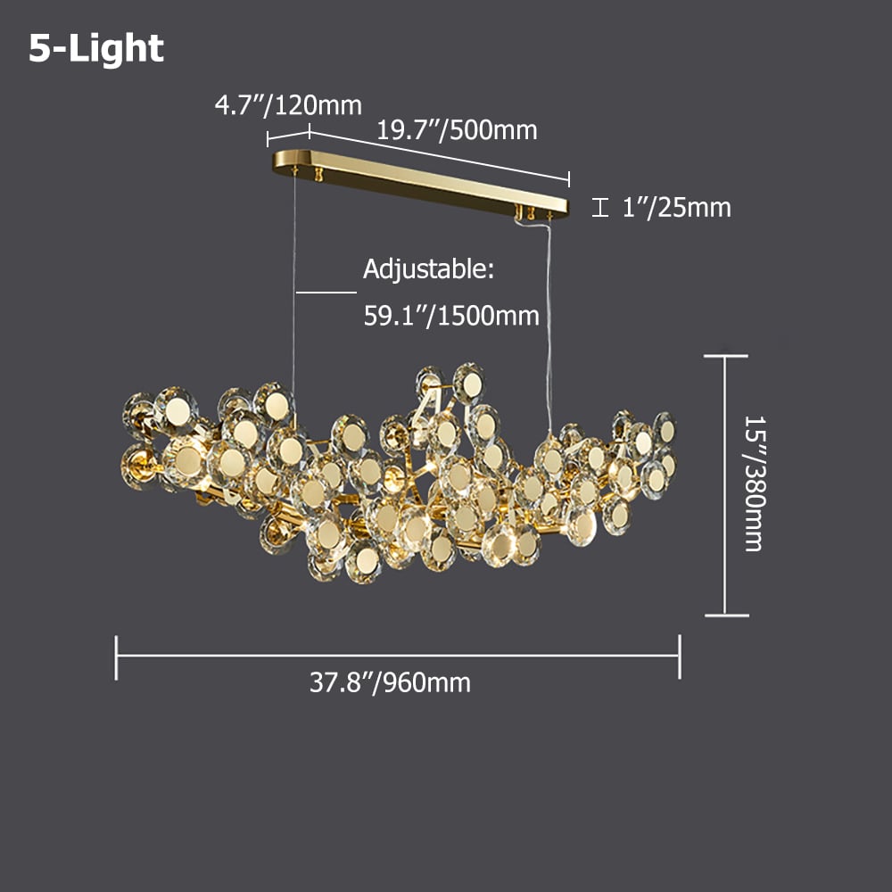 Postmodern 7-Light Crystal Kitchen Island Light with Mirror Glass Decor window image