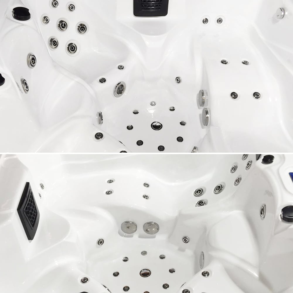 79" 46-Jet 5-Person Acrylic Outdoor Spa Massage Hot Tub with 4 Seats & 1 Lounger window image