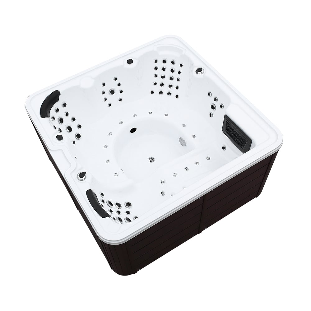 87" 88-Jet 6-Person Acrylic Outdoor Spa Square Massage Tub with 5 Seats & 1 Lounger window image