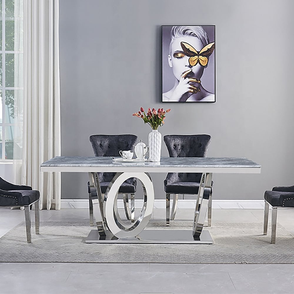 79" Contemporary Rectangle Dining Table with Stainless Steel Base window image