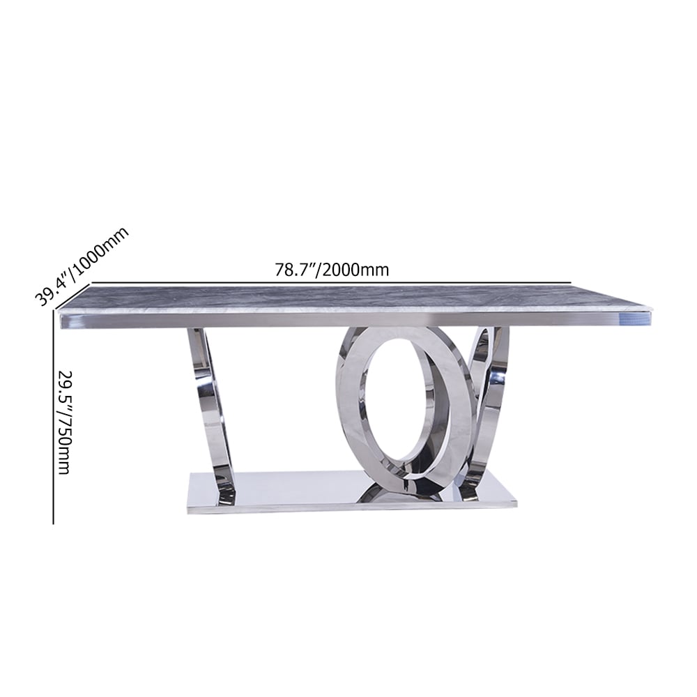 79" Contemporary Rectangle Dining Table with Stainless Steel Base window image