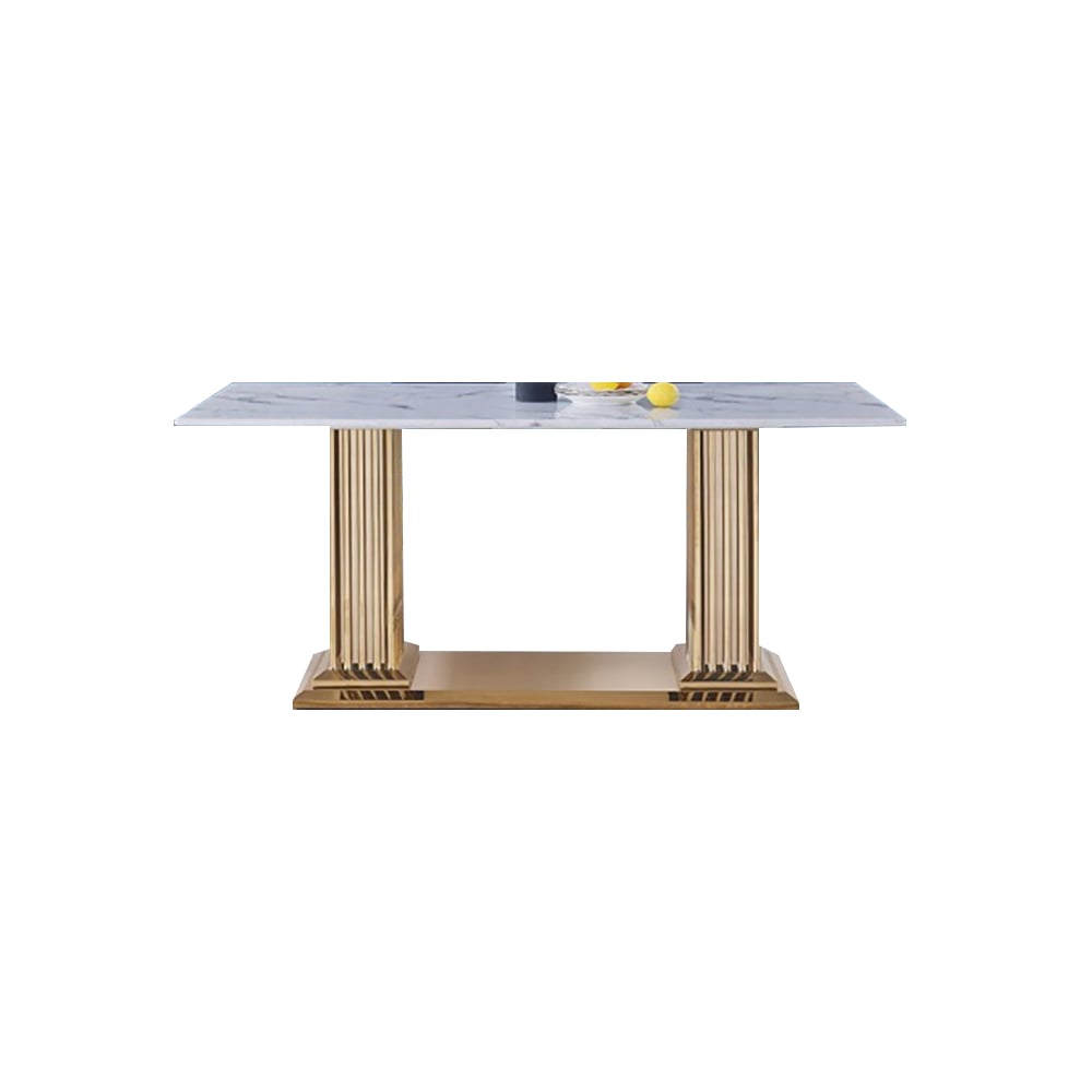 2000mm Contemporary Rectangle Dining Table with Stainless Steel Base window image
