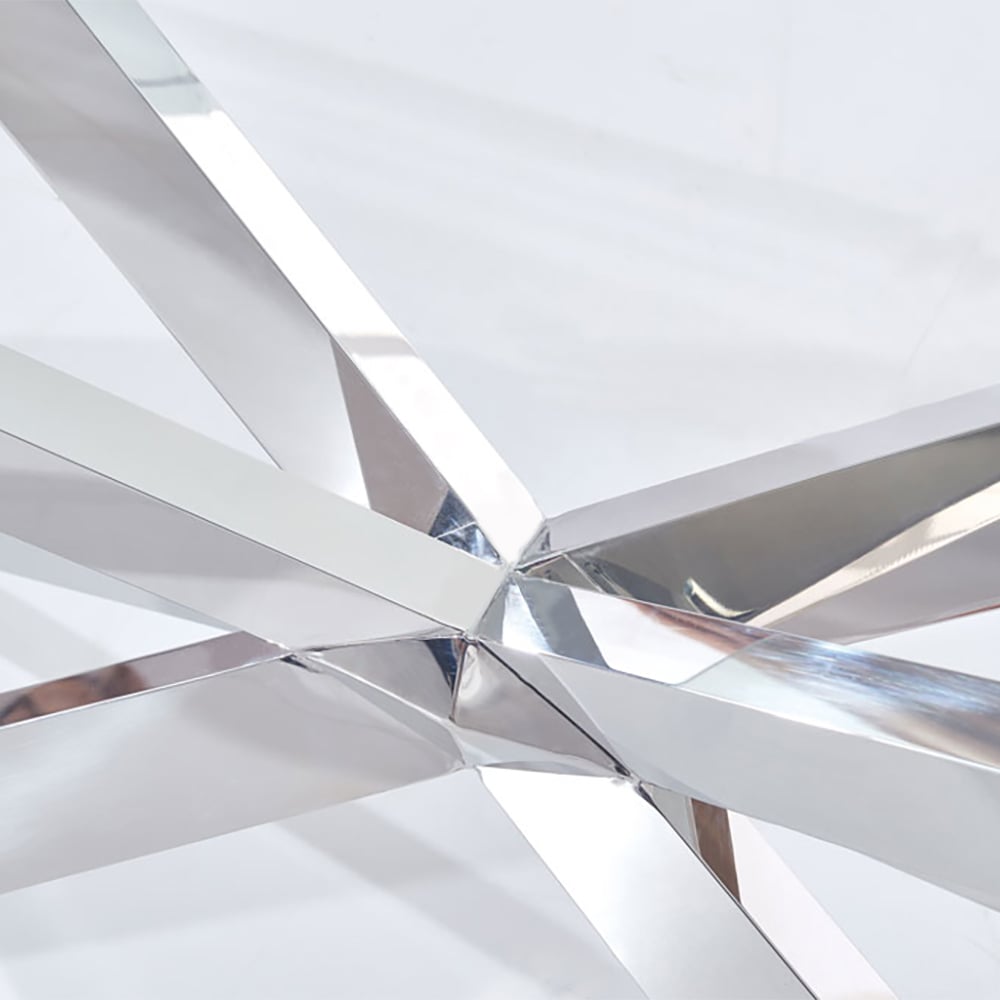 2000 mm minimalistische rechthoekige eettafel van gehard glas Vensterafbeelding