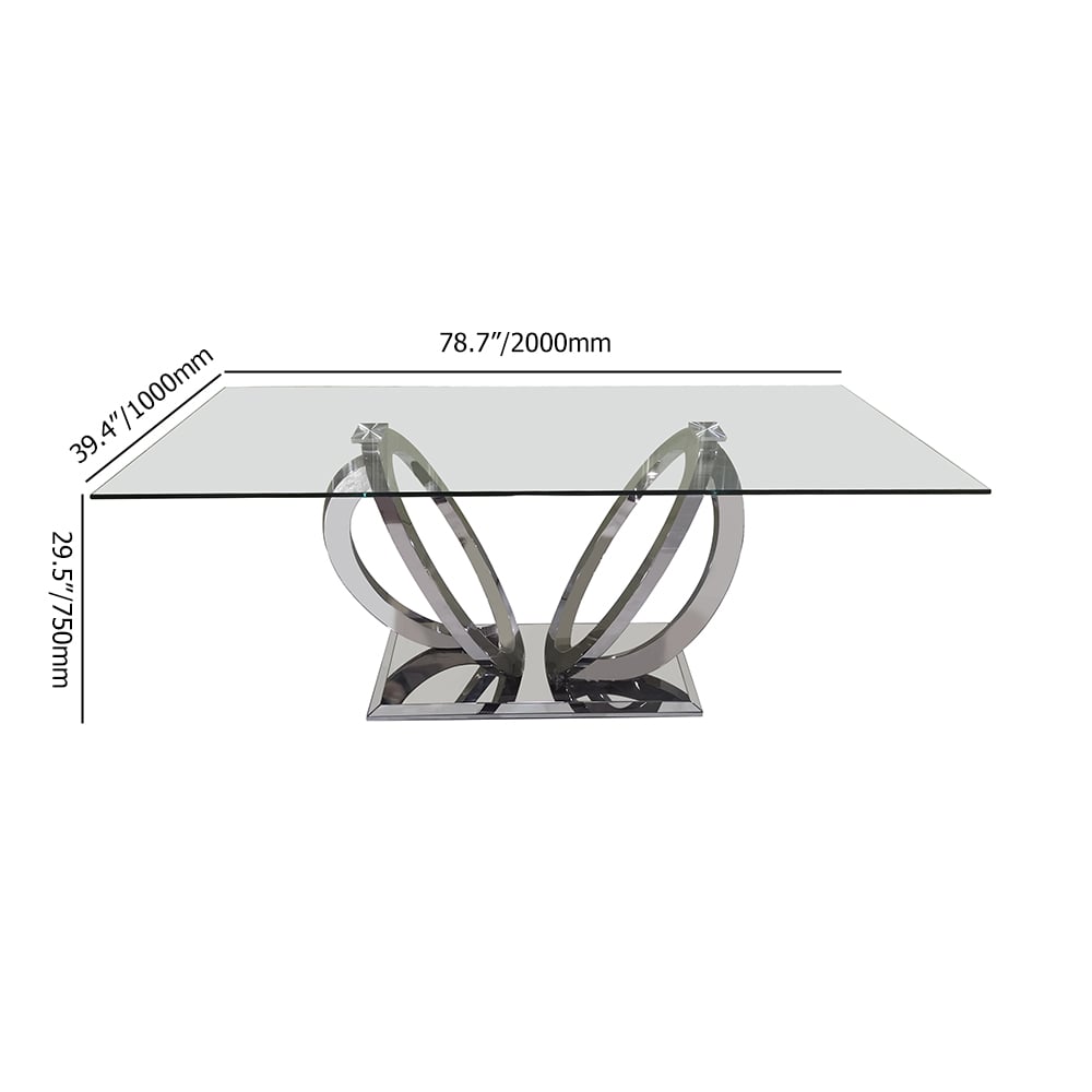 79" Minimalist Tempered Glass Top Rectangle Dining Table window image