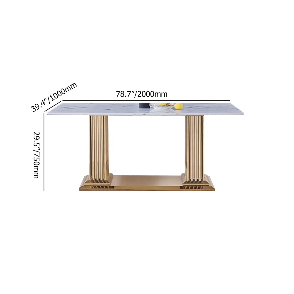 2000mm Contemporary Rectangle Dining Table with Stainless Steel Base window image