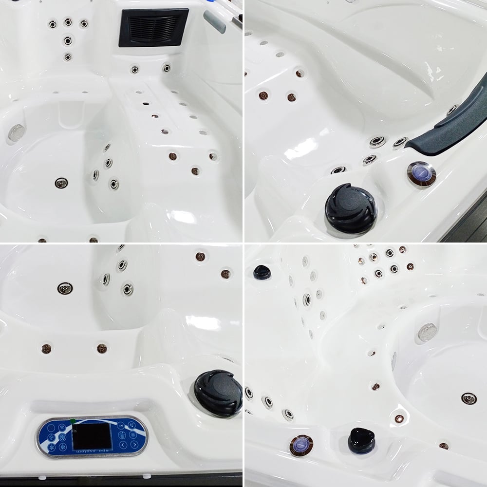 87" 88-Jet 6-Person Acrylic Outdoor Spa Square Massage Tub with 5 Seats & 1 Lounger window image