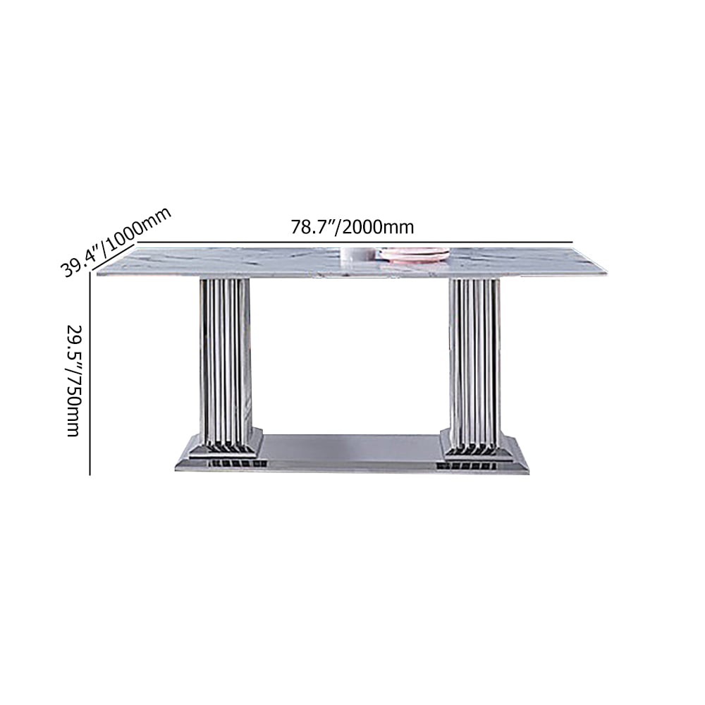 2000mm Contemporary Rectangle Dining Table with Stainless Steel Base ...
