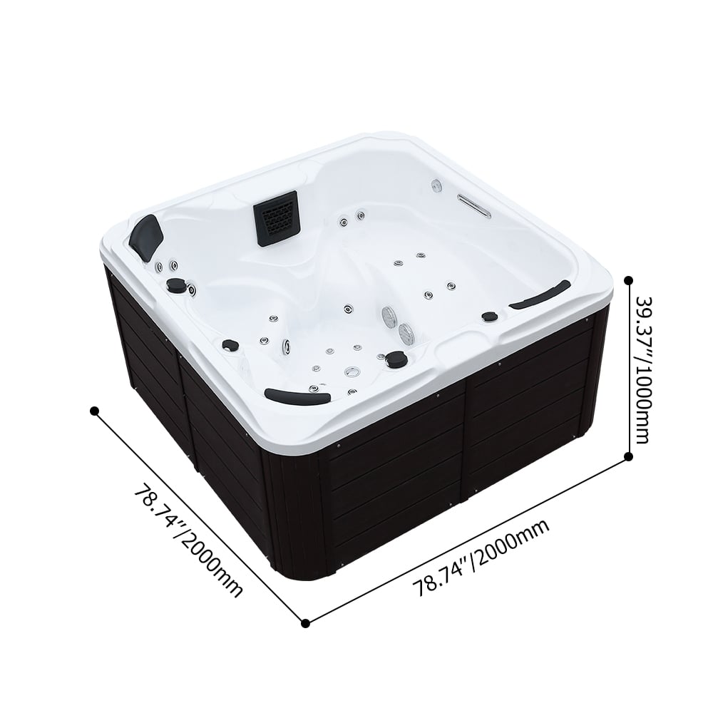 79" 46-Jet 5-Person Acrylic Outdoor Spa Massage Hot Tub with 4 Seats & 1 Lounger window image