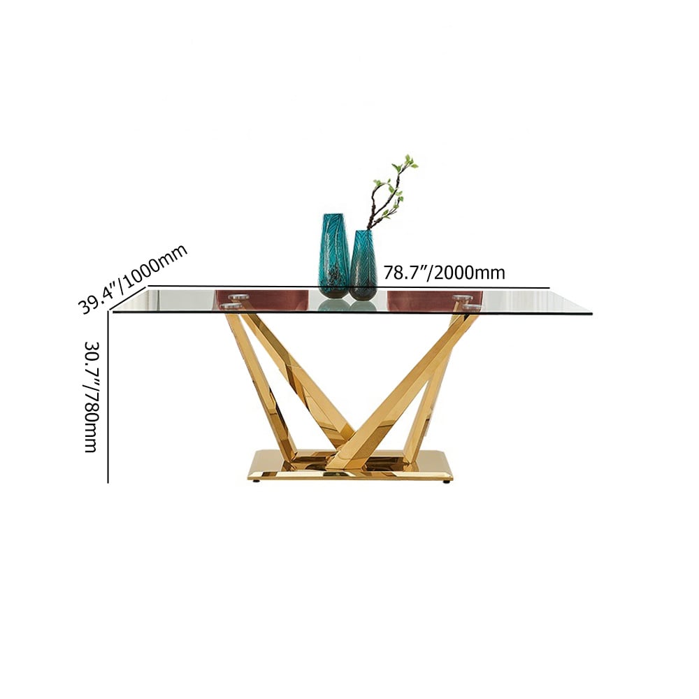 79" Minimalist Tempered Glass Top Rectangle Dining Table window image
