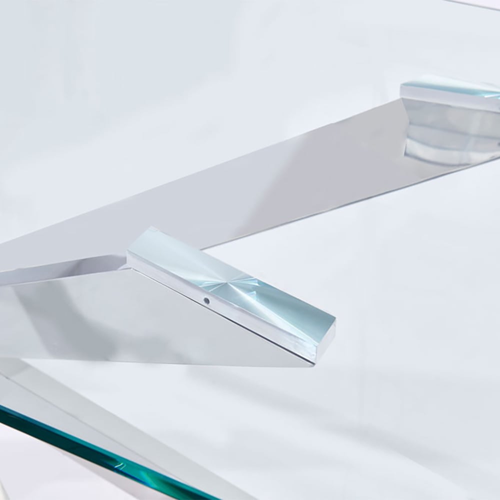 2000 mm minimalistische rechthoekige eettafel van gehard glas Vensterafbeelding