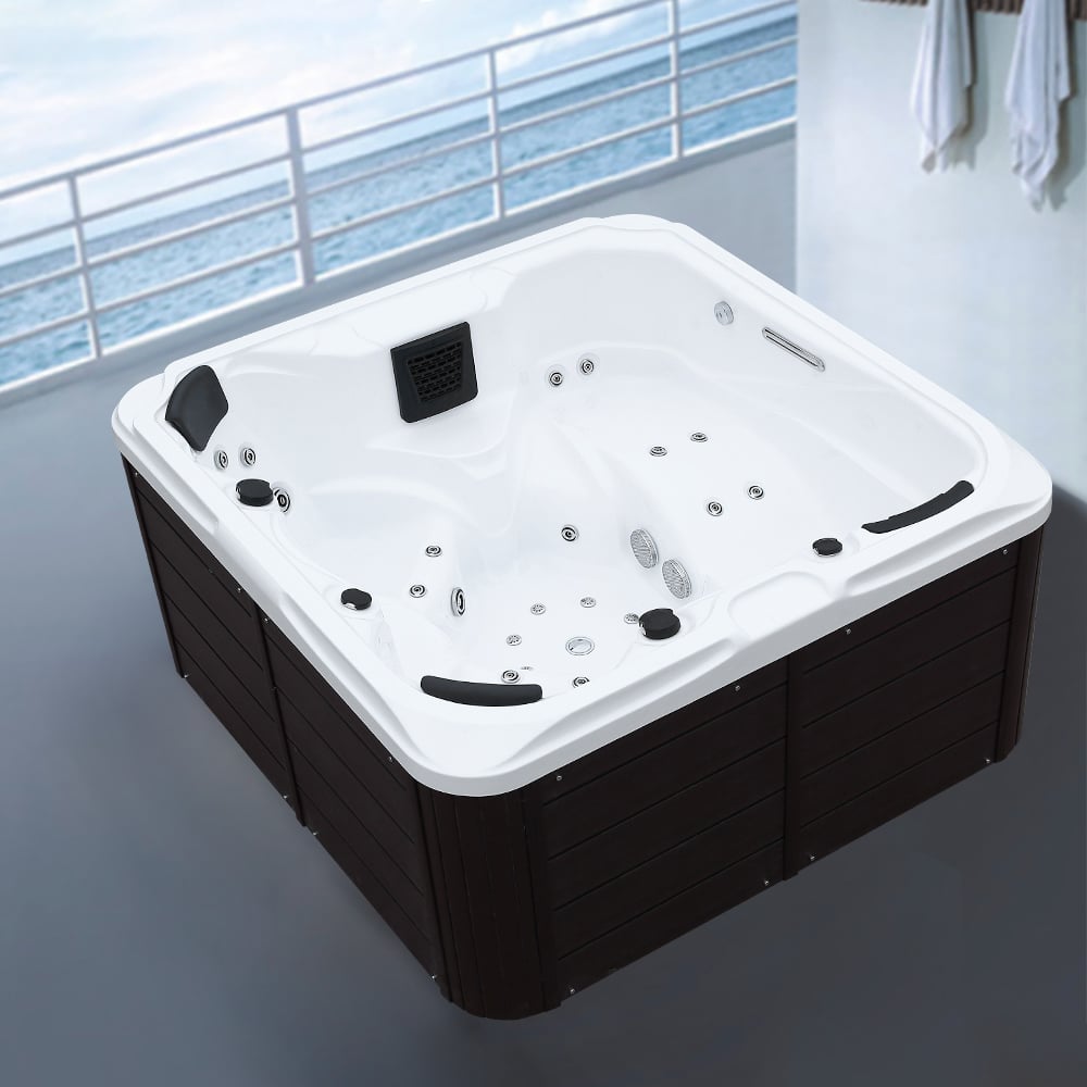 79" 46-Jet 5-Person Acrylic Outdoor Spa Massage Hot Tub with 4 Seats & 1 Lounger window image