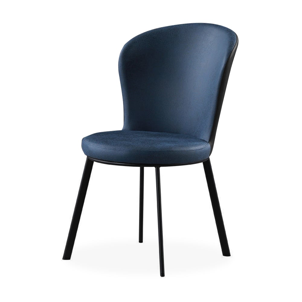 Modern Dining Chair High Back Leath-aire Upholstered in Black Legs (Set of 2) window image