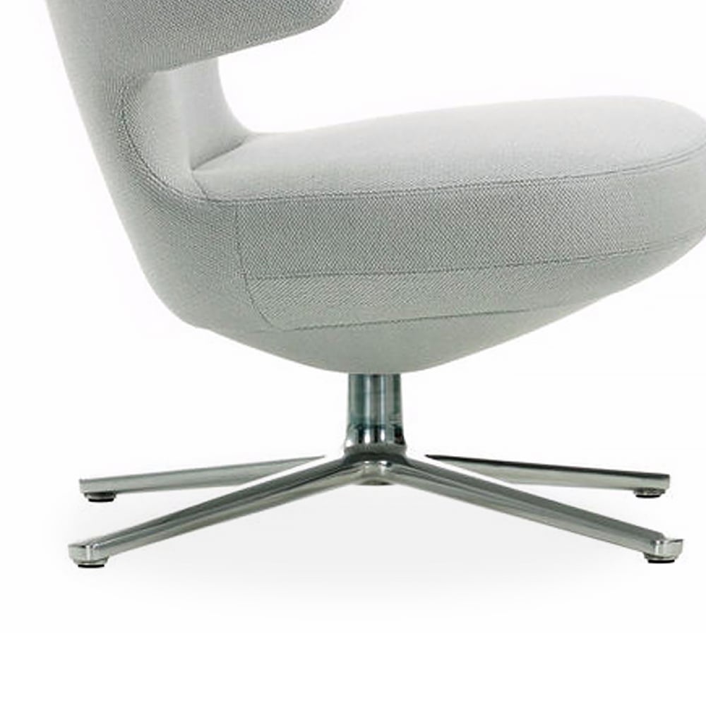 Light Gray Contemporary Cotton-Linen Upholstered Accent Chair with Metal Base window image