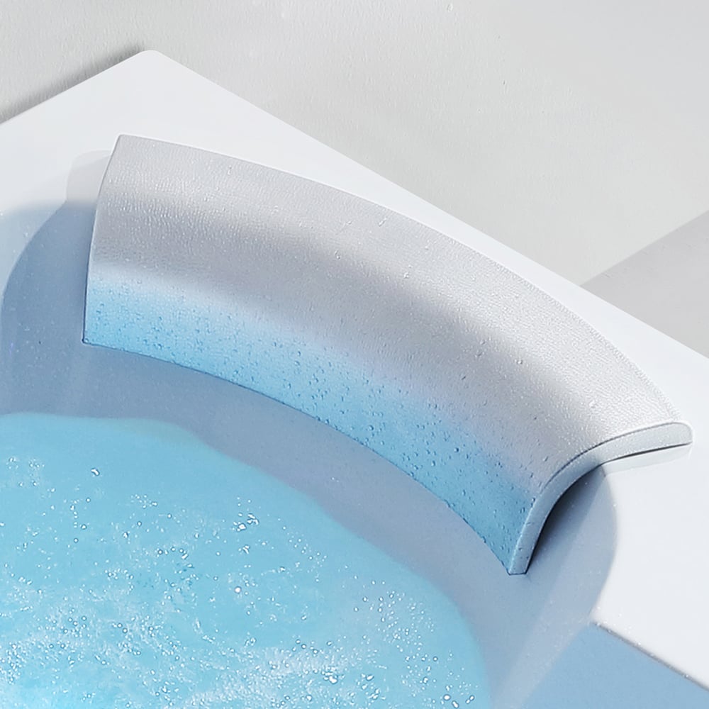 1850mm LED Whirlpool Water Massage Freestanding Bath in White with Heater window image