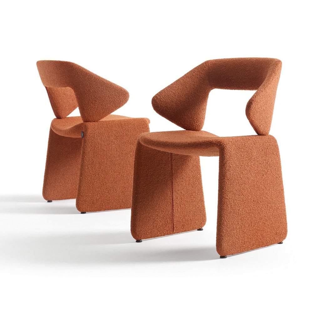 Zeitgenössischer orangefarbener Samt-gepolsterter Akzentstuhl für Wohnzimmer Schaufensterbilder