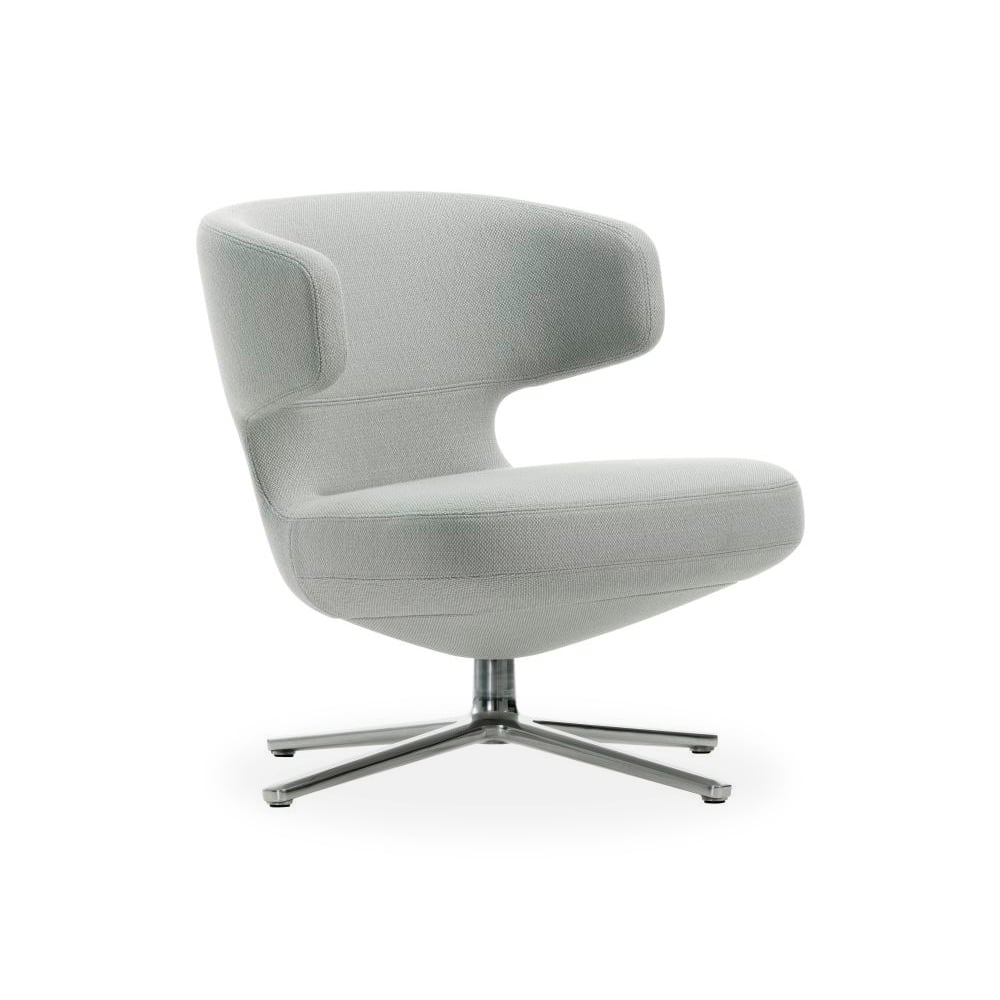 Light Gray Contemporary Cotton-Linen Upholstered Accent Chair with Metal Base window image