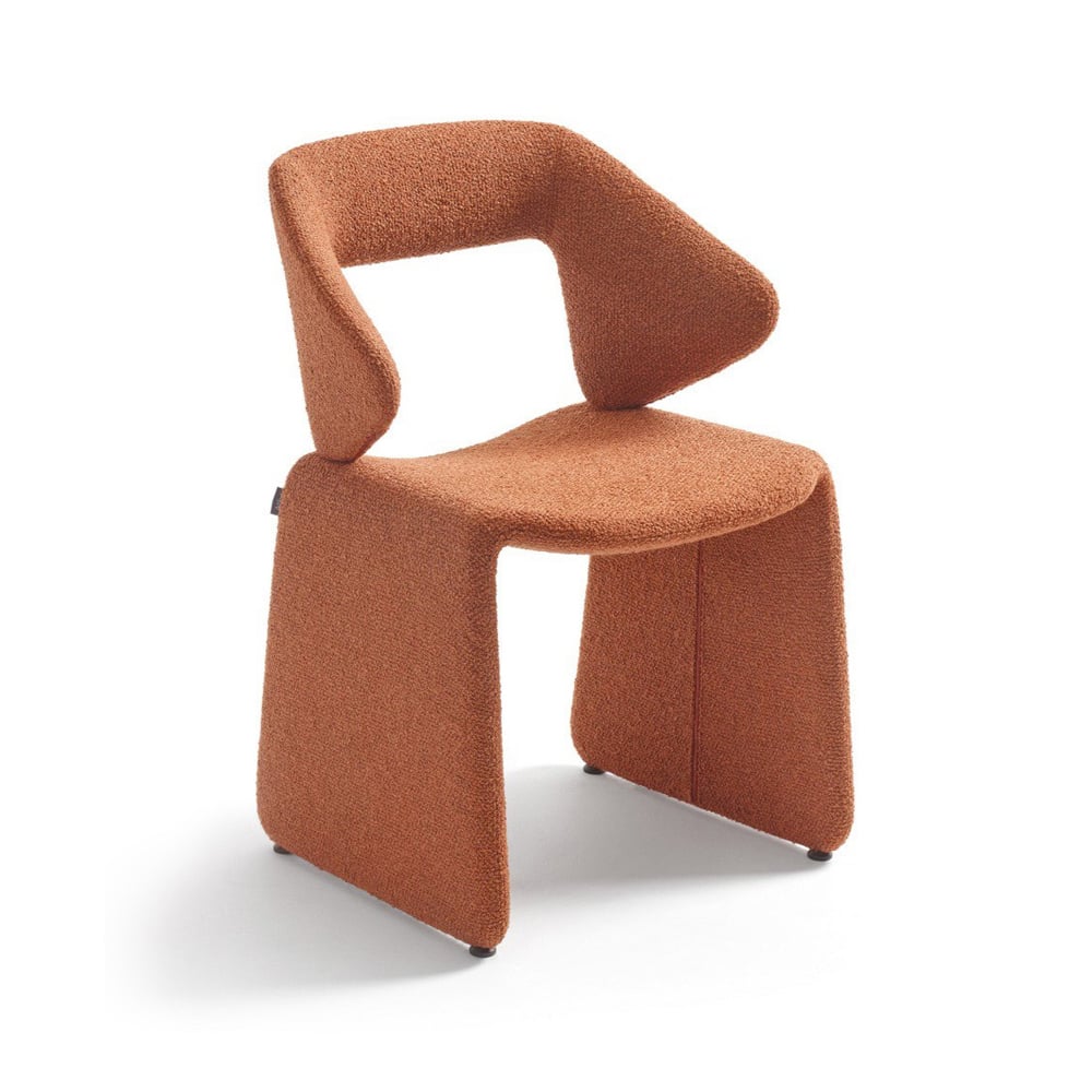 Zeitgenössischer orangefarbener Samt-gepolsterter Akzentstuhl für Wohnzimmer Schaufensterbilder