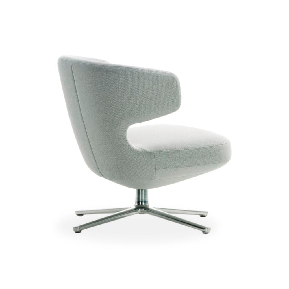 Light Gray Contemporary Cotton-Linen Upholstered Accent Chair with Metal Base window image