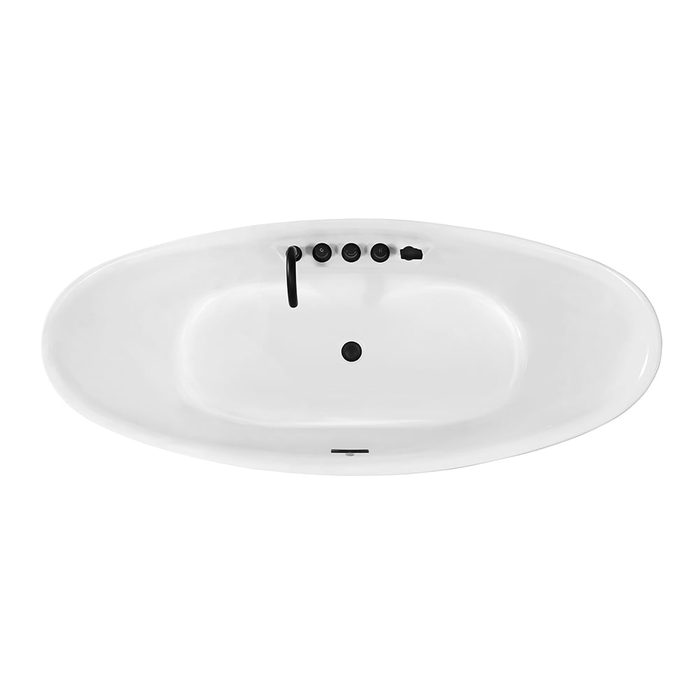71" LED Acrylic Oval Micro Jets Air Bubble Freestanding Bathtub in White window image