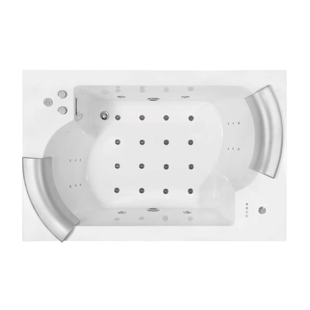 1850mm LED Whirlpool Water Massage Freestanding Bath in White with Heater window image