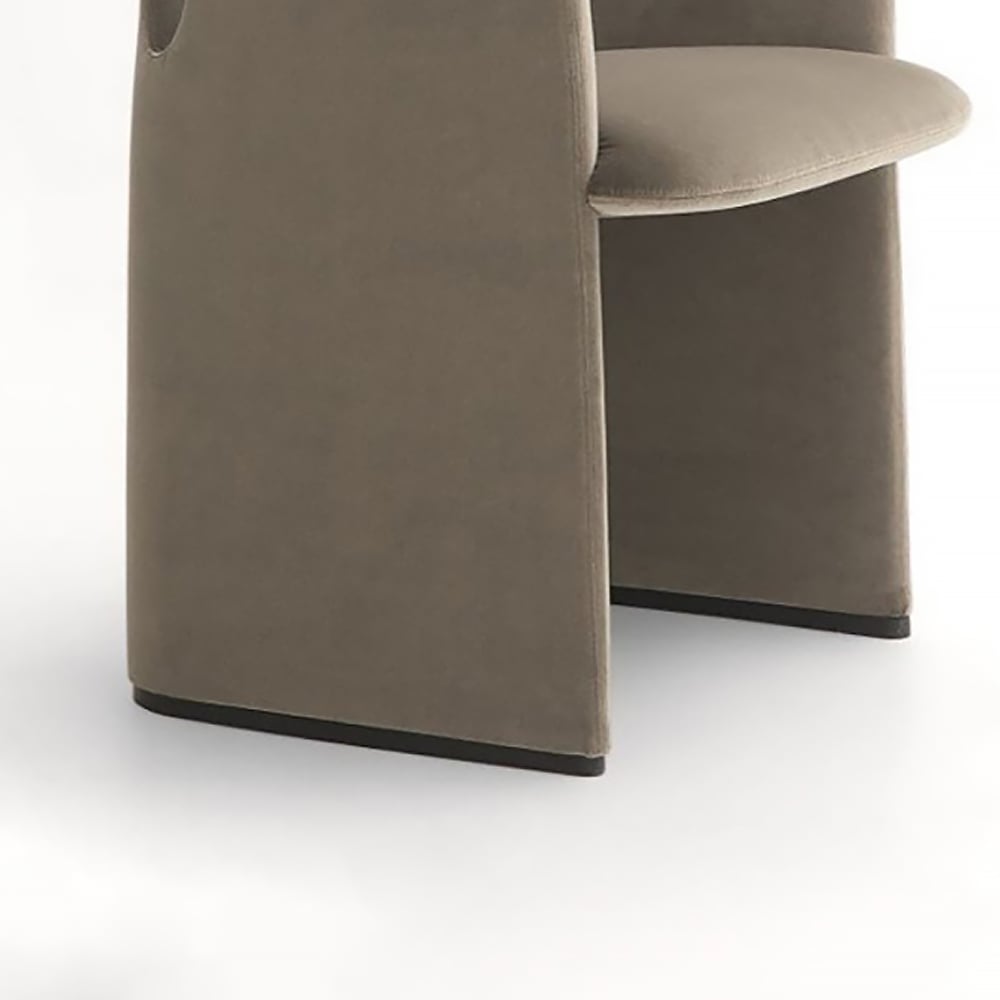 Modern Khaki Accent Chair with Velvet Upholstery & Solid Back window image