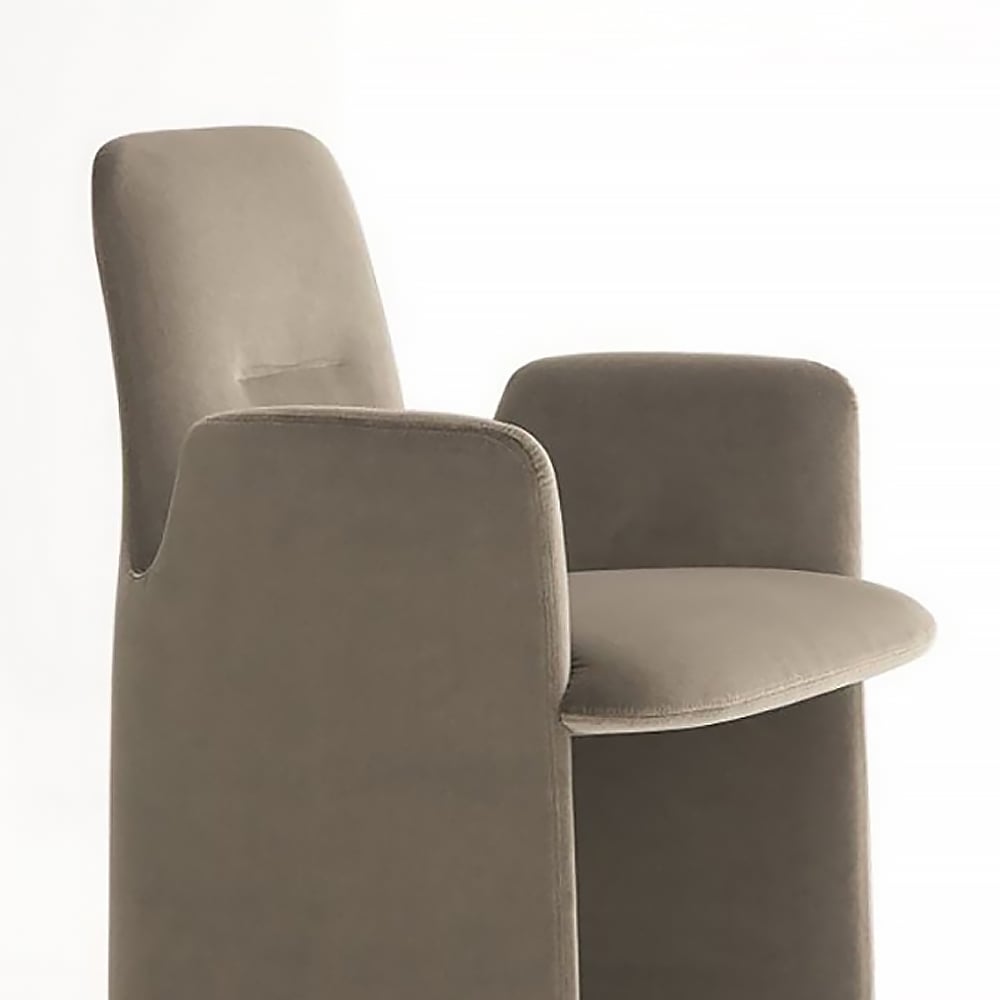 Modern Khaki Accent Chair with Velvet Upholstery & Solid Back window image